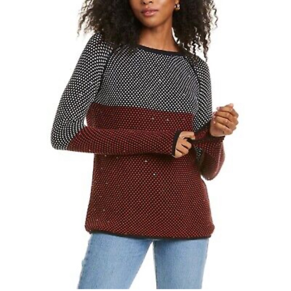 Lisa Todd Red Black & White Color Block Pullover … - image 2
